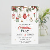 Watercolor Modern Ornaments Christmas Party Kaart (Staand voorkant)