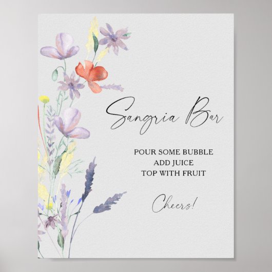 Watercolor moderne bloemensangria barposter poster (Voorkant)
