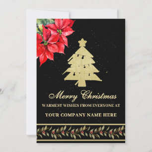 WATERCOLOR MODERNE ELEGANTE POINSETTIA BOOM FEESTDAGENKAART