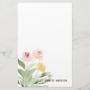 Watercolor Moderne Lente Bloemige Groenelementen Briefpapier