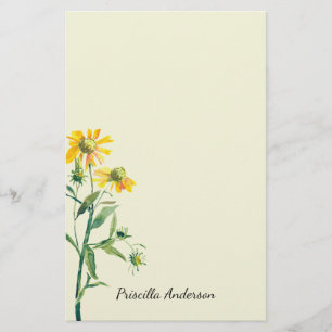 Watercolor moderne lente gele bloemen en groen