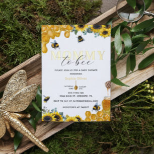 Watercolor Moederschap naar Bij Baby Shower Goud Folie Uitnodiging