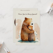 Watercolor Moedersdag Beer Moederdag Kaart (Voorkant / Achterkant in situ)