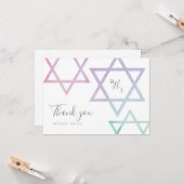 Watercolor Monogram Bat Mitzvah Bedankje Kaart (Voorkant / Achterkant in situ)