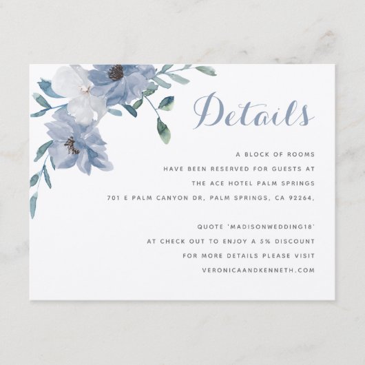 Watercolor Monogram Crest Trouwdetails Informatiekaartje (Voorkant)