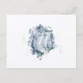Watercolor Monogram Crest Trouwdetails Informatiekaartje (Achterkant)