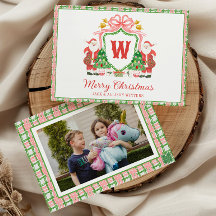 Watercolor Monogram Initiaal Kerstman Crest