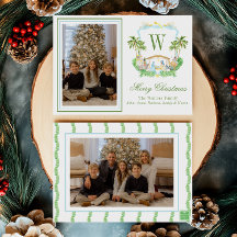 Watercolor Monogram Initiaal Kerststal Crest Foto