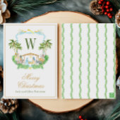 Watercolor Monogram Initial Nativity Crest Feestdagenkaart