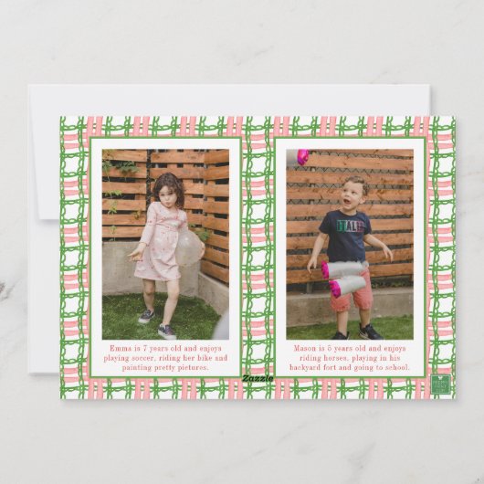 Watercolor Monogram Initial Santa Crest Photo Feestdagenkaart (Achterkant)