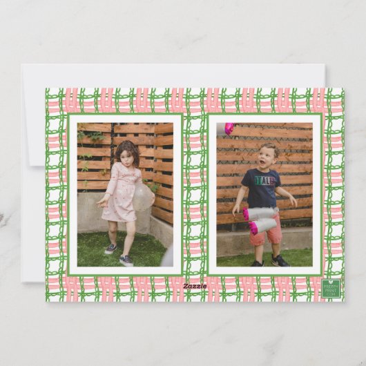 Watercolor Monogram Initial Santa Crest Photo Feestdagenkaart (Achterkant)