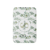 Watercolor Monogram Naam Olijftakken Patroon Badmat (Voorkant Verticaal)