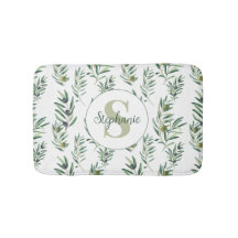 Watercolor Monogram Naam Olijftakken Patroon