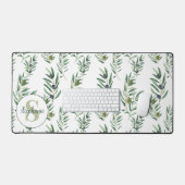 Watercolor Monogram Naam Olijftakken Patroon Bureaumat (Keyboard & Muis)