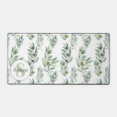Watercolor Monogram Naam Olijftakken Patroon Bureaumat (Voorkant)