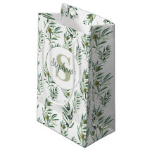 Watercolor Monogram Naam Olijftakken Patroon