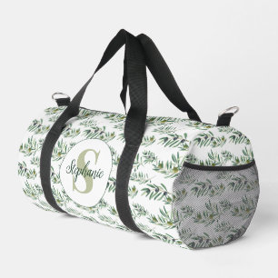 Watercolor Monogram Naam Olijftakken Patroon Plunjezak