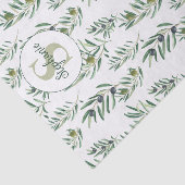 Watercolor Monogram Naam Olijftakken Patroon Tissuepapier (Detail)