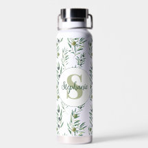 Watercolor Monogram Naam Olijftakken Patroon