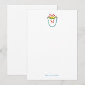 Watercolor Monogram wapenschild met citroenen Notitiekaartje (Voorkant / Achterkant)