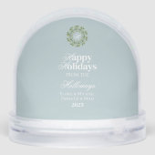 Watercolor Monogram Wreath Script Photo Snow Globe Sneeuwbol (Achterkant)