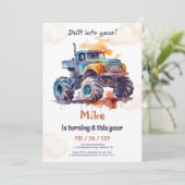 Watercolor Monster Truck jongen verjaardag Kaart (Staand voorkant)