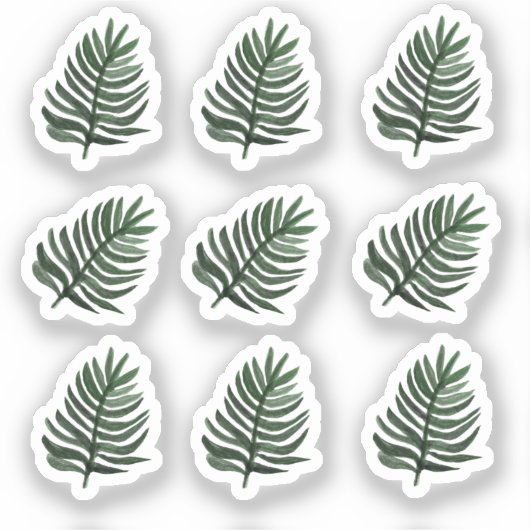 Watercolor Monstera Blad Groene Sticker Set (Voorkant)