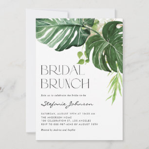 Watercolor Monstera Bladeren Tropische Bruidsbrunc Kaart