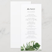 Watercolor Monstera Botanische Tropische Bruiloft Menu (Voorkant / Achterkant)