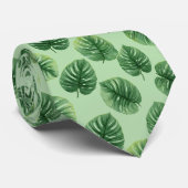Watercolor Monstera Leaf Pattern Stropdas (Opgerold)