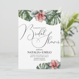 Watercolor Monstera Tak Branch Bruidsdouche Kaart