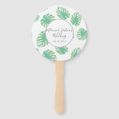 Watercolor Monstera Trouwrond Handwaaier (Voorkant)