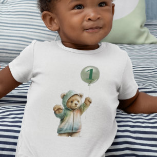 Watercolor Mooie Beer 1e Verjaardag Ballon Romper