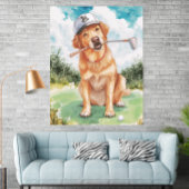 Watercolor Mooie Gouden Retriever Golf Poster