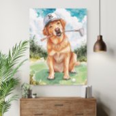 Watercolor Mooie Gouden Retriever Golf Poster