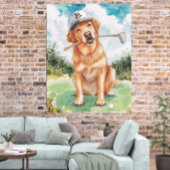 Watercolor Mooie Gouden Retriever Golf Poster