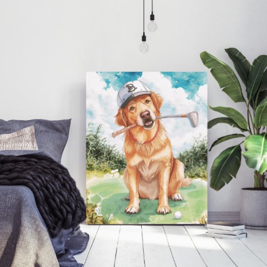 Watercolor Mooie Gouden Retriever Golf Poster