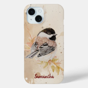 Watercolor Mooie Kleine Mees Vogel Kunst iPhone 15 Case