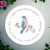 Watercolor Mooie Kolibrie Retouradres Ronde Sticker