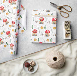 Watercolor Mooie Rode Paddenstoelen Illustratie Cadeaupapier