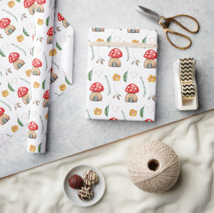 Watercolor Mooie Rode Paddenstoelen Illustratie Cadeaupapier