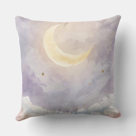 Watercolor Moon & Cloud Nursery Pillow | Music Kussen (Achterkant)