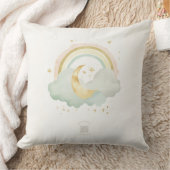 Watercolor Moon & Rainbow Nursery Pillow | Mint Kussen (Deken)