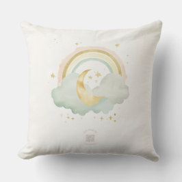 Watercolor Moon & Rainbow Nursery Pillow | Mint Kussen