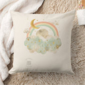 Watercolor Moon & Rainbow Nursery Pillow | Mint Kussen (Deken)