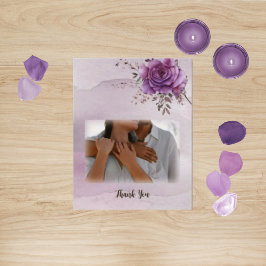 Watercolor Morada Trouwkaart Bedankt Kaart