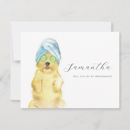 Watercolor Morkie Poo Spa Day Bridesmaid Cards (Voorkant)
