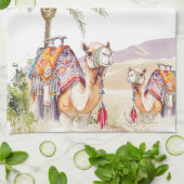 Watercolor Moroccan Camels Journey Kitchen Towels Theedoek (Gevouwen)