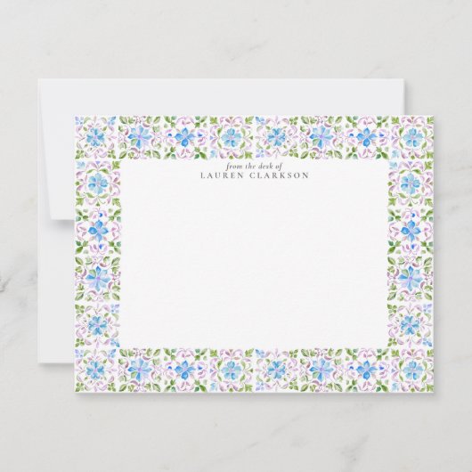 Watercolor Moroccan Tiles Stationery Note Card Kaart (Voorkant)