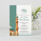 Watercolor Moskee Illustratie Iftar Diner Kaart (Staand voorkant)